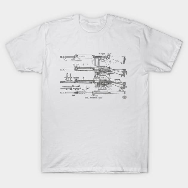 FN Herstal FAL Rifle Diagram (black) T-Shirt by Big Term Designs